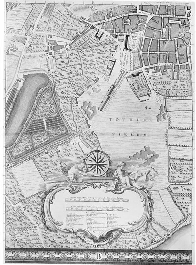 Carte de Tothill Fields, Londres, 1746 - John Rocque